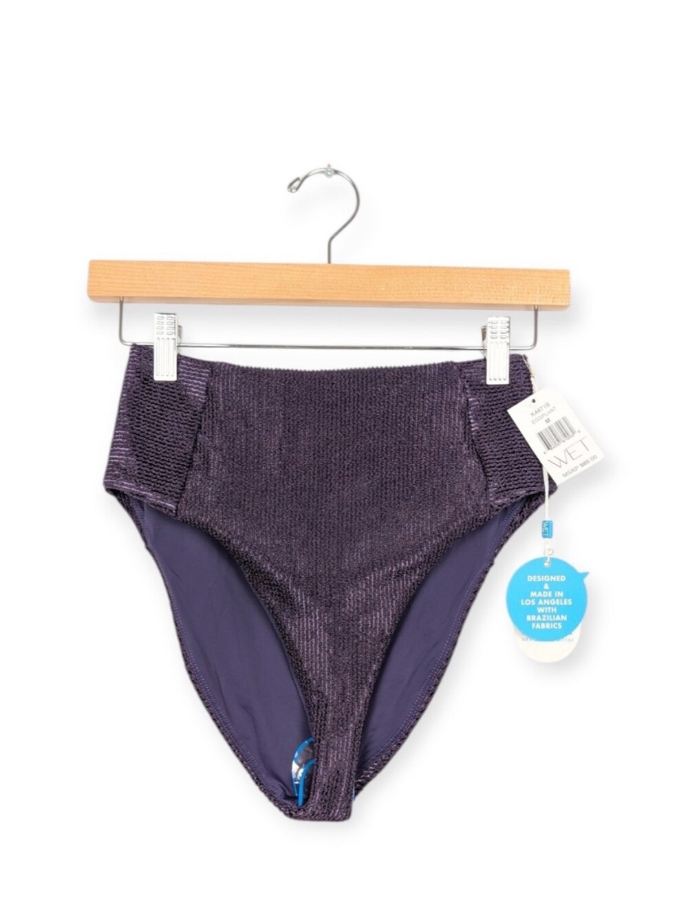 WET Swimwear Bikini Bottom M Eggplant Purple High Waist Swim Bottom NWT